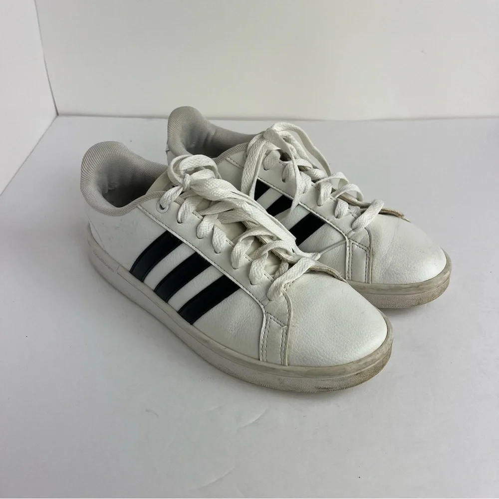 Adidas Neo Grand Court White Sneakers Size 6 Black Stripes Cloud Foam